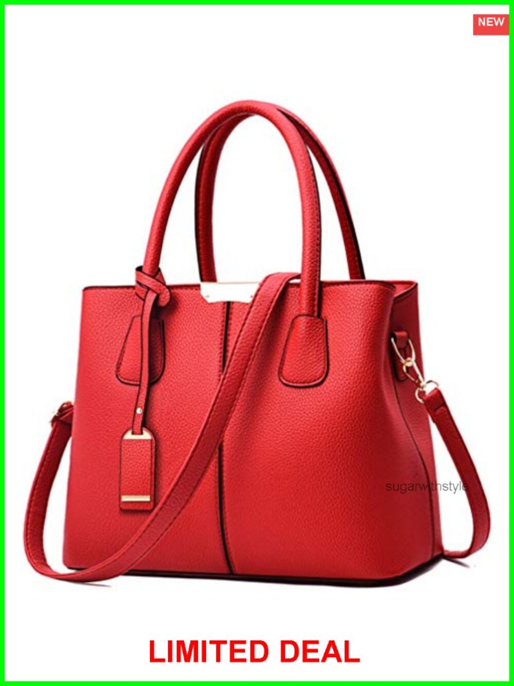 PU Leather Satchel Handbag Tote Shoulder Bag Crossbody Purse Removable Strap
